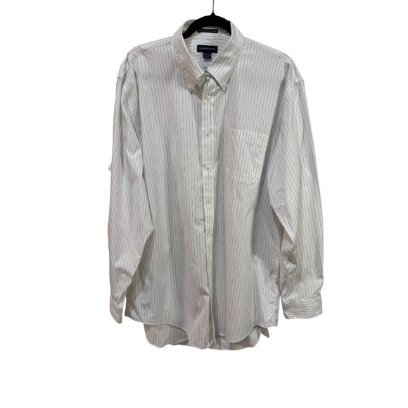 Lands' End Oxford Shirt Striped‎ Button Down No Iron Tall Fit 17 1/2-36 - Picture 1 of 4